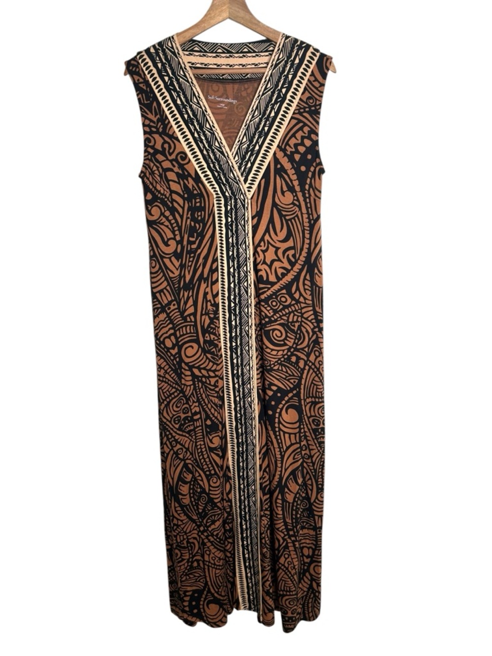 Soft Surroundings Serengeti Safari Print Sleeveless Jersey Knit Maxi Dress Large - Picture 2 of 7